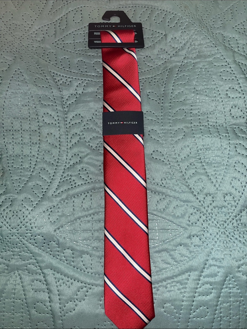 Macy's Red Diagonal Stripe Men's Tie